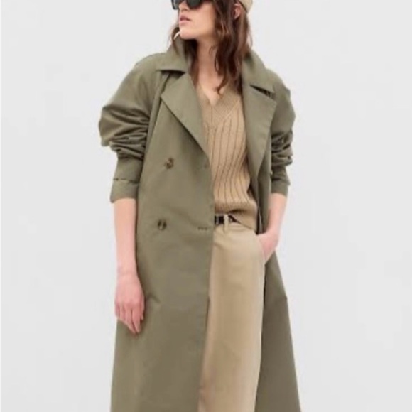 GAP Sage Green Double-Breasted Trench Coat - Picture 6 of 6
